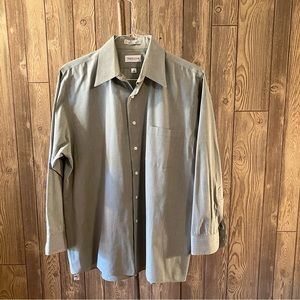 Van Heusen Mens Long Sleeve Dress Shirt Size 16/32/33 End on End Olive Grey